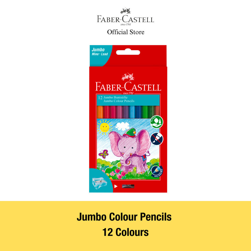 Jumbo Colour Pencils with Sharpener, 12-pieces