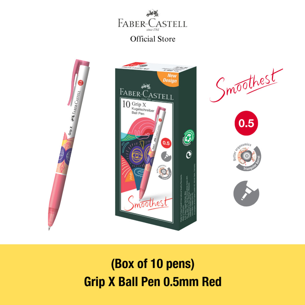 Grip X Ball Pen X5 (0.5mm) X7 (0.7mm) Box of 10 - Blue, Black, Red