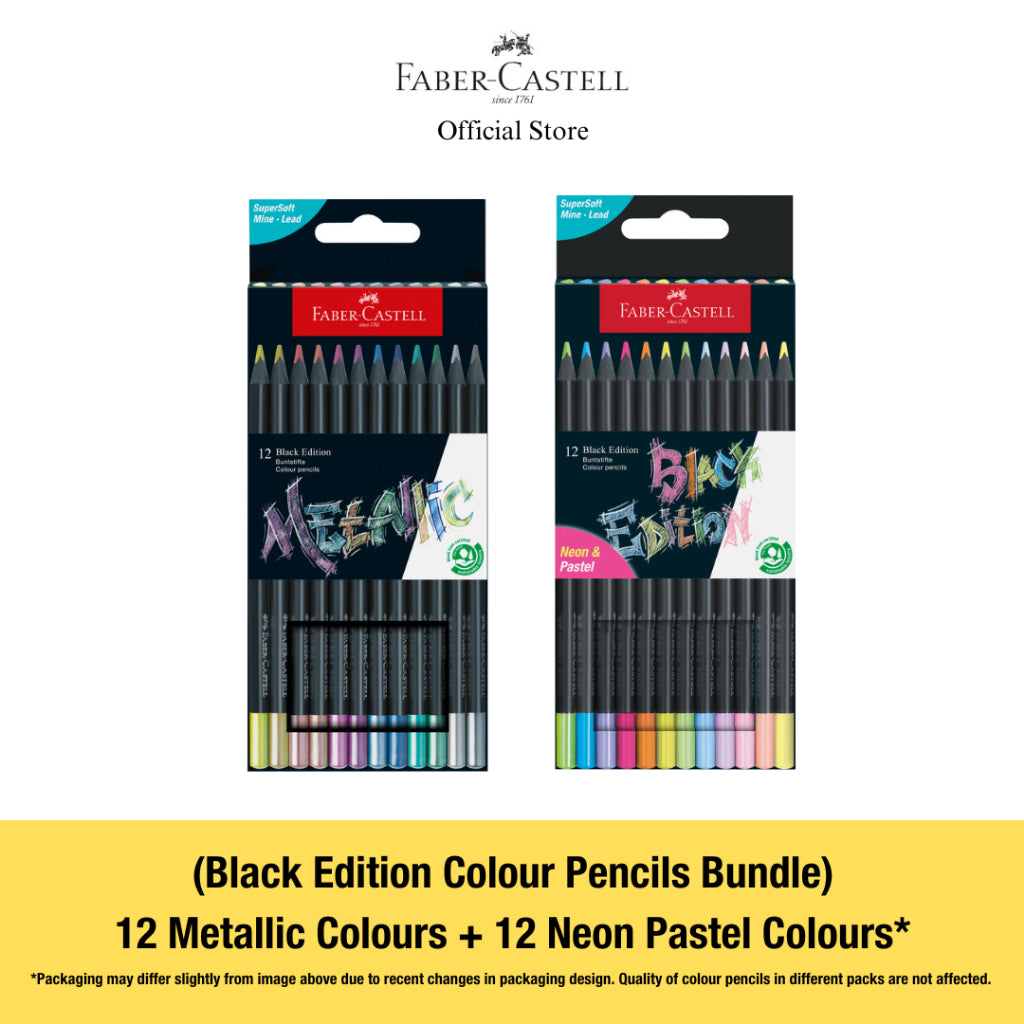 Black Edition Colour Pencils 12/24/36/50 with NEW Metallic Neon Pastel Colours