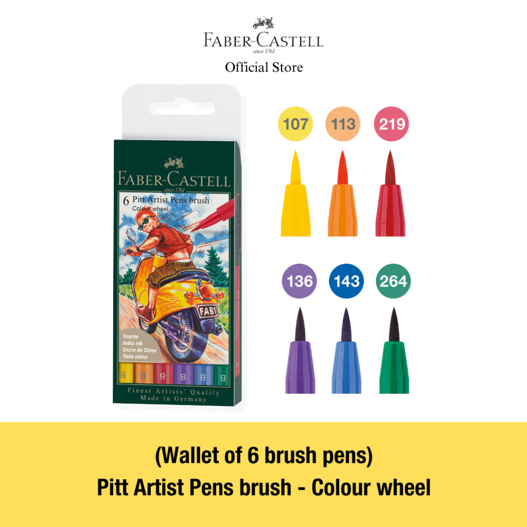 Pitt Artist Brush Pens, Assorted Colour Sets - Set of 4/6/8
