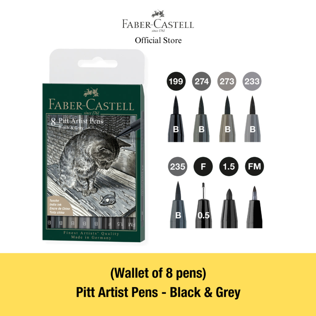 Pitt Artist Brush Pens, Assorted Colour Sets - Set of 4/6/8