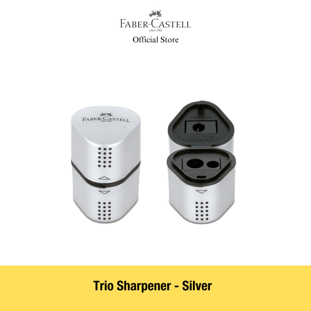 Grip 2001 Trio Sharpener Silver / Red / Blue - Suitable for normal and jumbo pencils