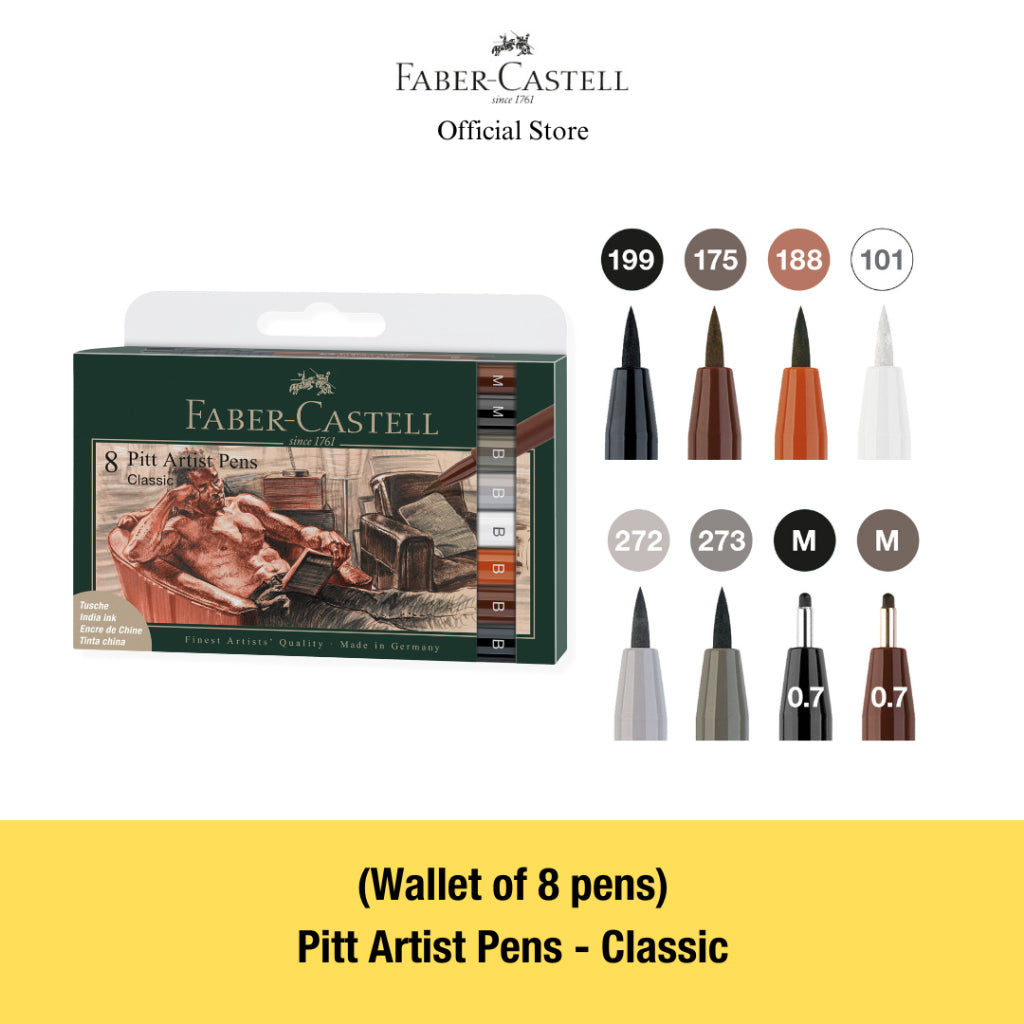 Pitt Artist Brush Pens, Assorted Colour Sets - Set of 4/6/8