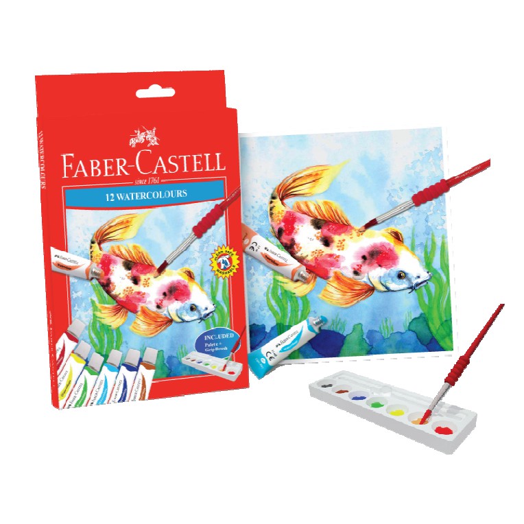 Watercolour Paint Set, 12-colours (with palette and brush)