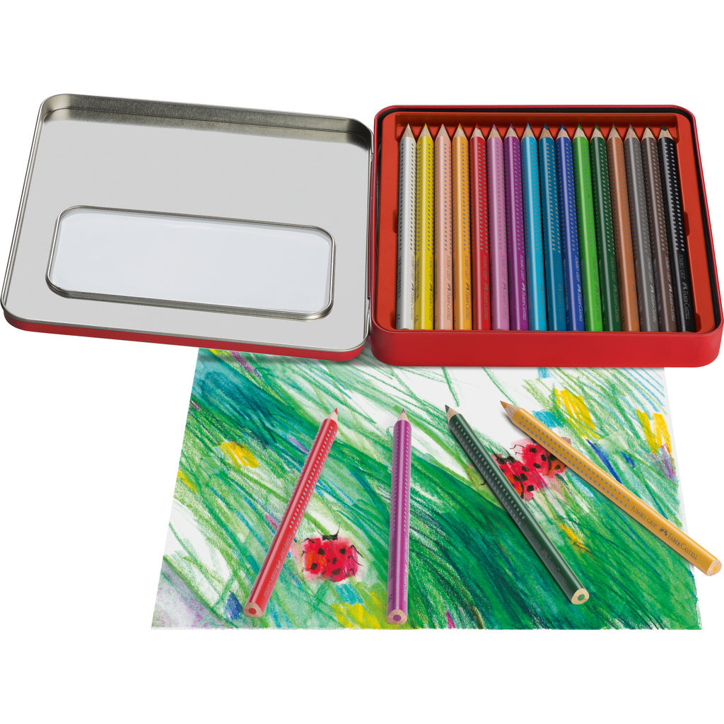 Jumbo Grip Colour Pencils in Metal Tin, 16-pieces