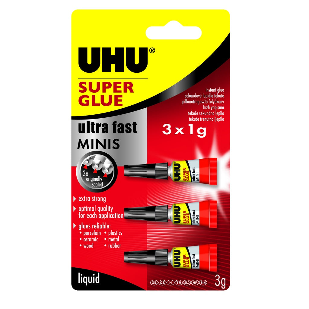 Super Glue Mini Ultra Fast, Pack of 3 x 1g