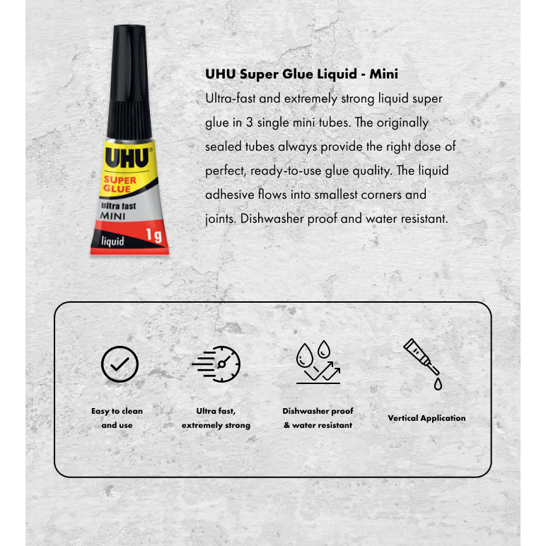Super Glue Mini Ultra Fast, Pack of 3 x 1g