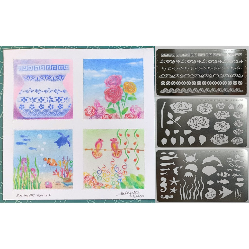 Soft Pastel Art Stencil, Assorted Designs