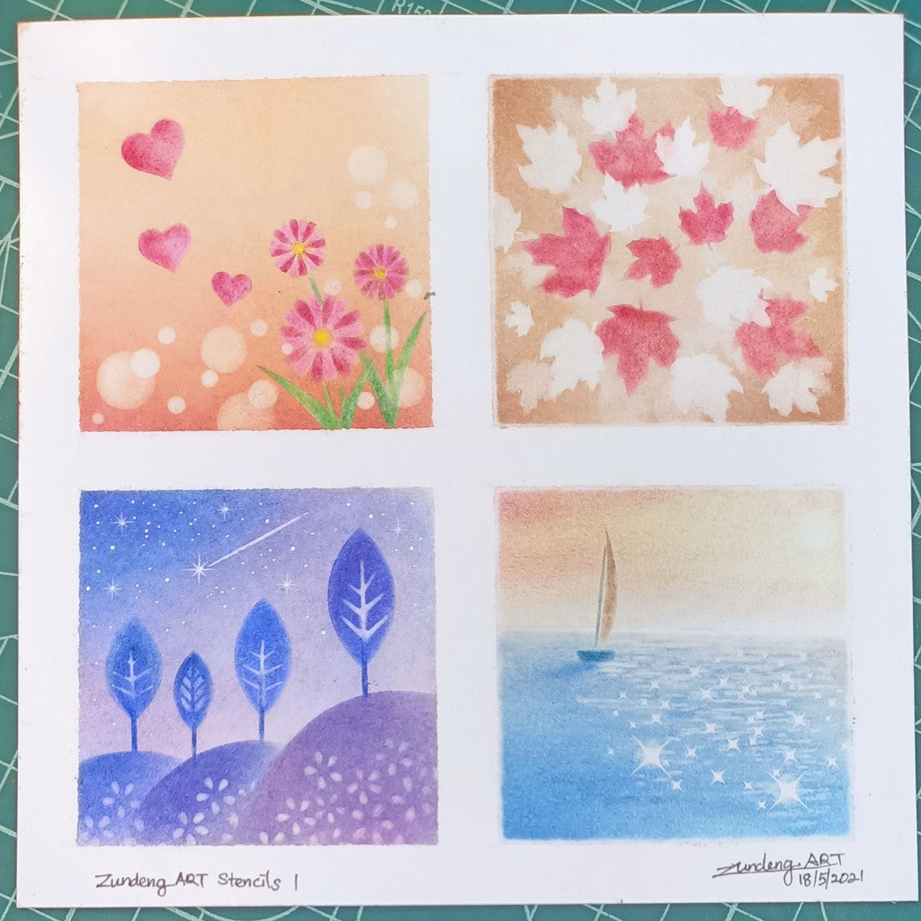 Soft Pastel Art Stencil, Assorted Designs
