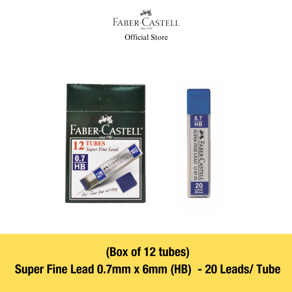 2B Super Fine Lead Tubes, 0.5/0.7mm, Box of 12 tubes