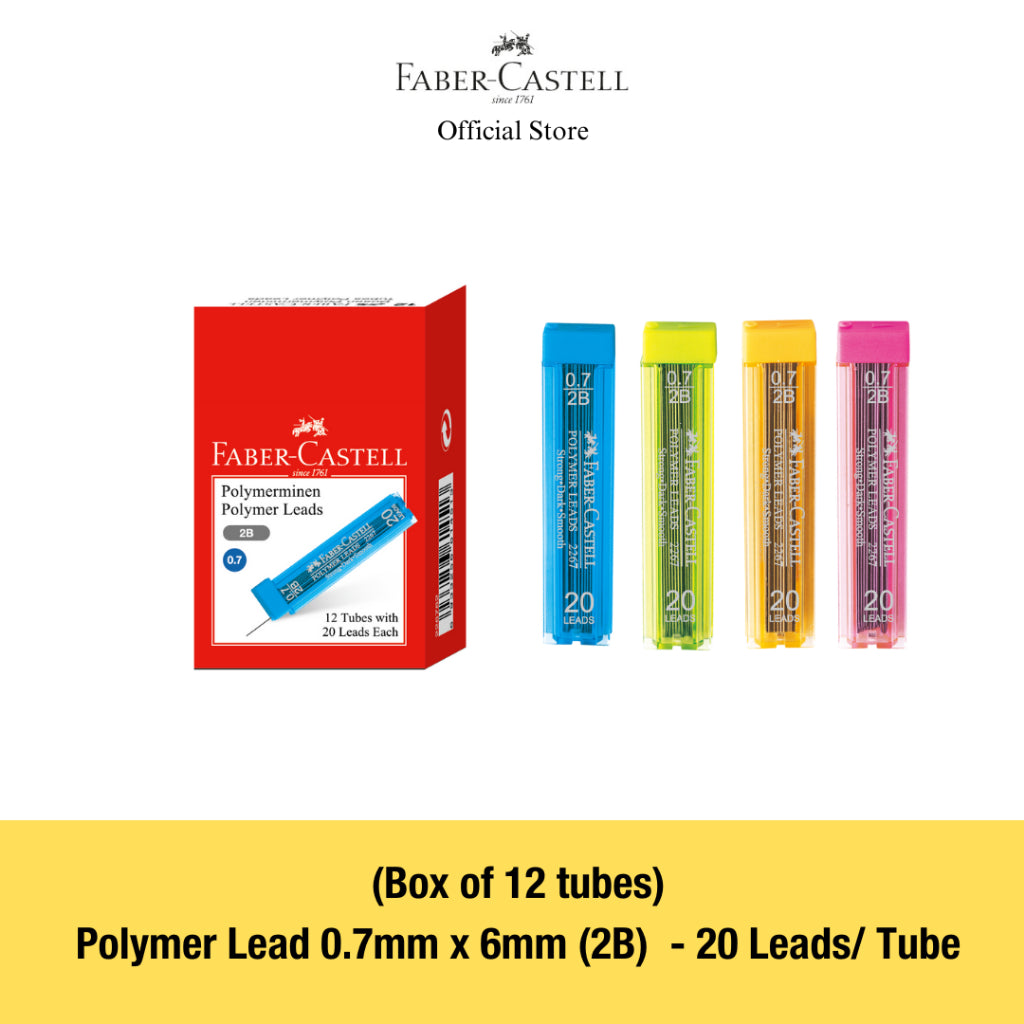 2B Super Fine Lead Tubes, 0.5/0.7mm, Box of 12 tubes