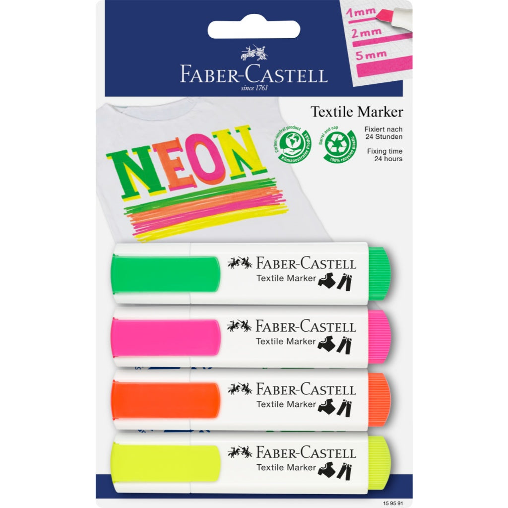 Textile / Fabric Markers - Basic Pastel and Neon Colours