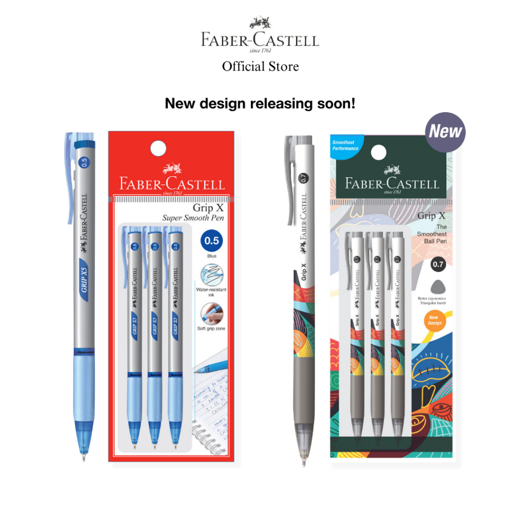 Grip X Ball Pen X5 (0.5mm) X7 (0.7mm) X10 (1.0mm) Pack of 3 - Blue, Black, Red