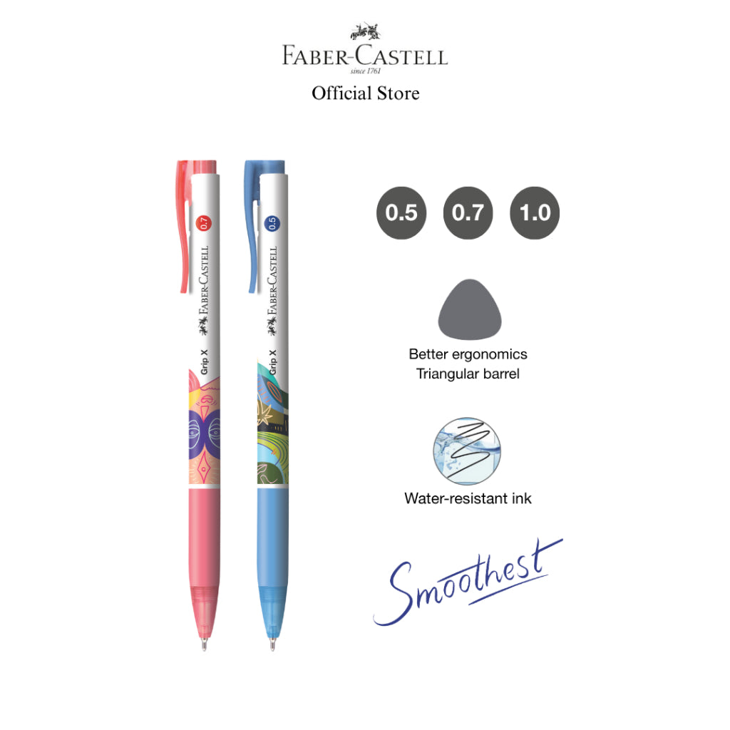 Grip X Ball Pen X5 (0.5mm) X7 (0.7mm) X10 (1.0mm) Pack of 3 - Blue, Black, Red