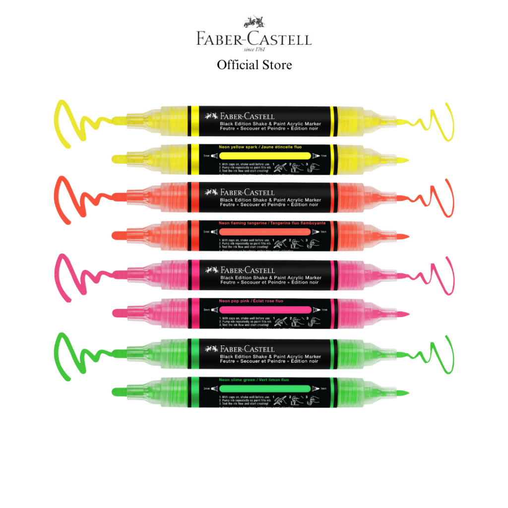 Black Edition Shake & Paint Acrylic Markers, Neon/Classic/Metallic - 4/6 Colours