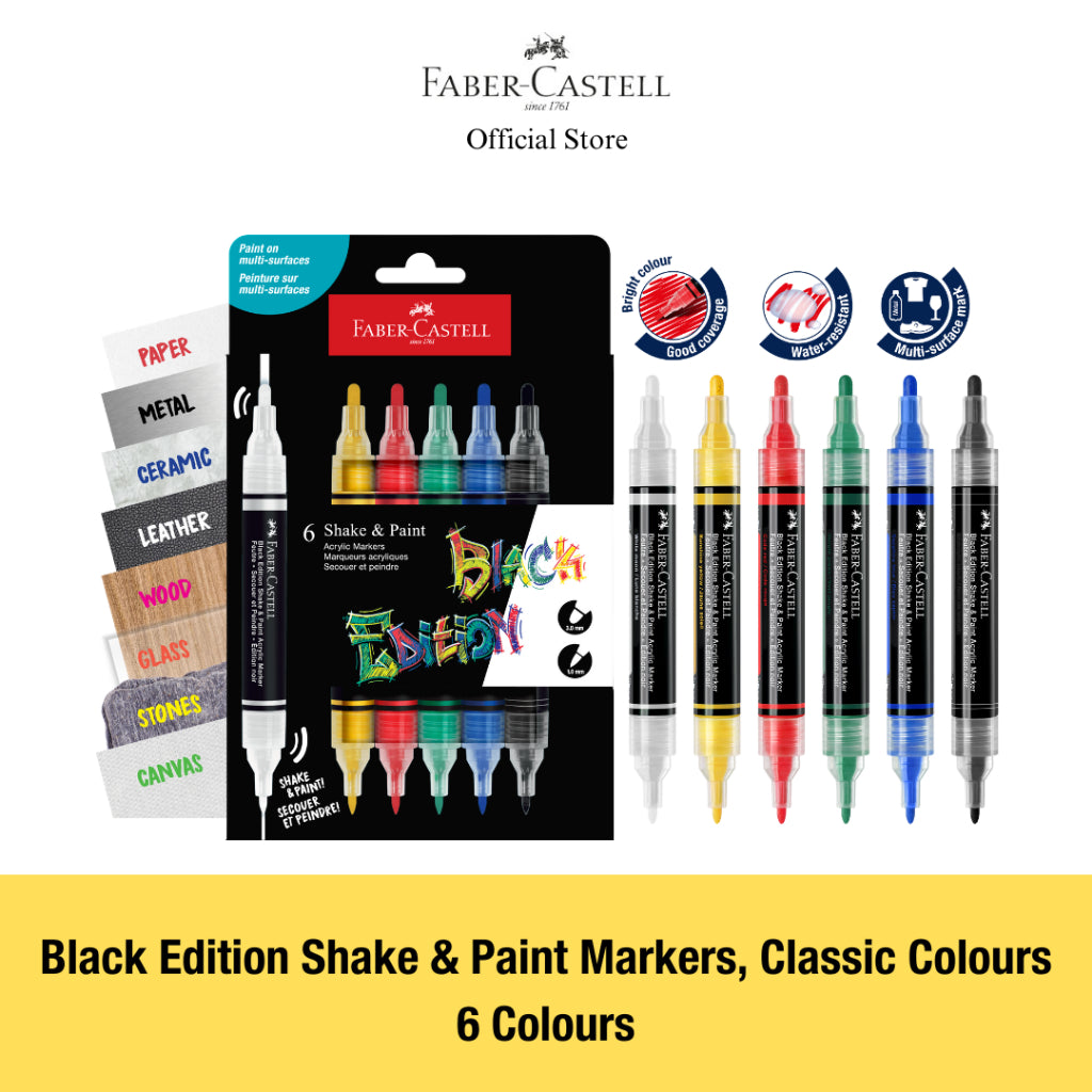 Black Edition Shake & Paint Acrylic Markers, Neon/Classic/Metallic - 4/6 Colours