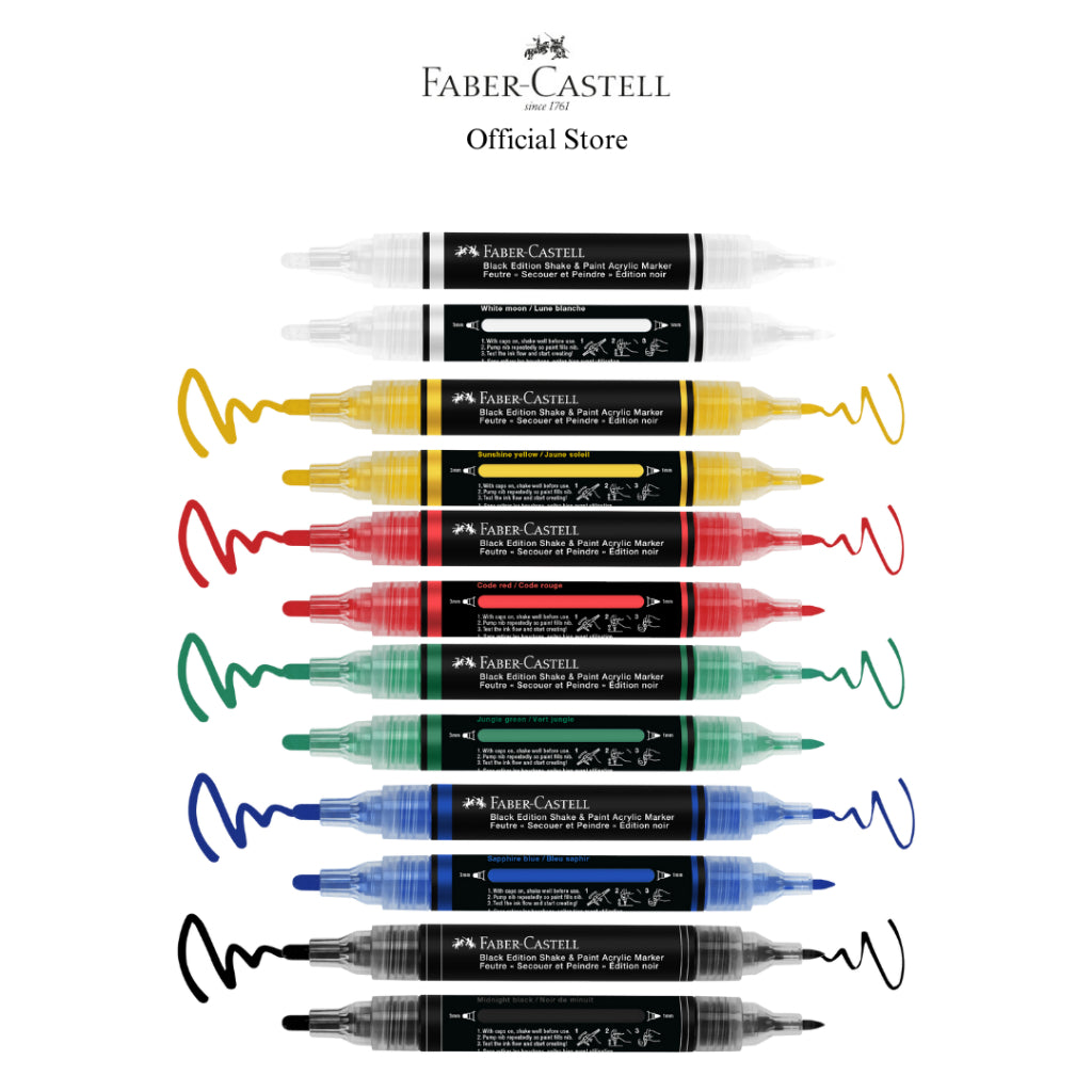 Black Edition Shake & Paint Acrylic Markers, Neon/Classic/Metallic - 4/6 Colours