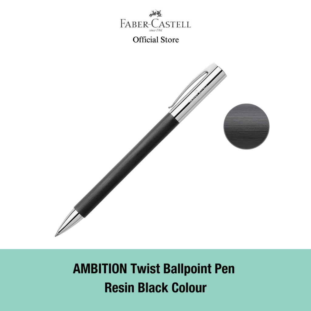 Ambition Ballpoint Pen with Gift Box, Assorted Colours-Pearwood Brown/Rhombus Black/Resin Blue/Resin Black