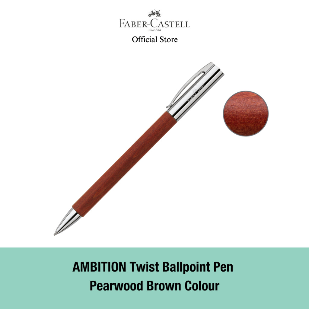 Ambition Ballpoint Pen with Gift Box, Assorted Colours-Pearwood Brown/Rhombus Black/Resin Blue/Resin Black