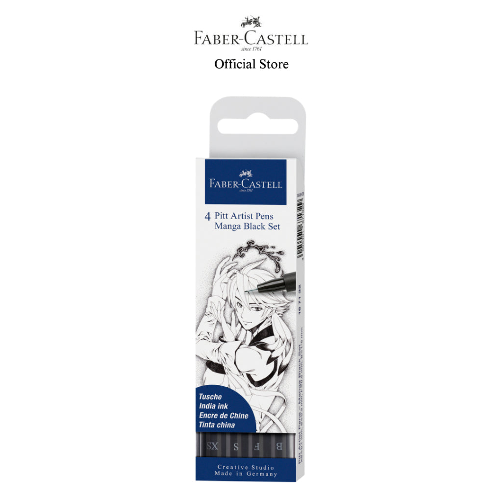 Pitt Artist Pen India Ink Pen, Mange Set, Wallet of 4