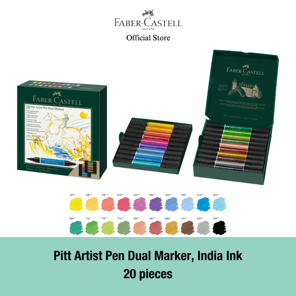 Pitt Artist Pen Dual Marker, India Ink - 5/10/20 Colours