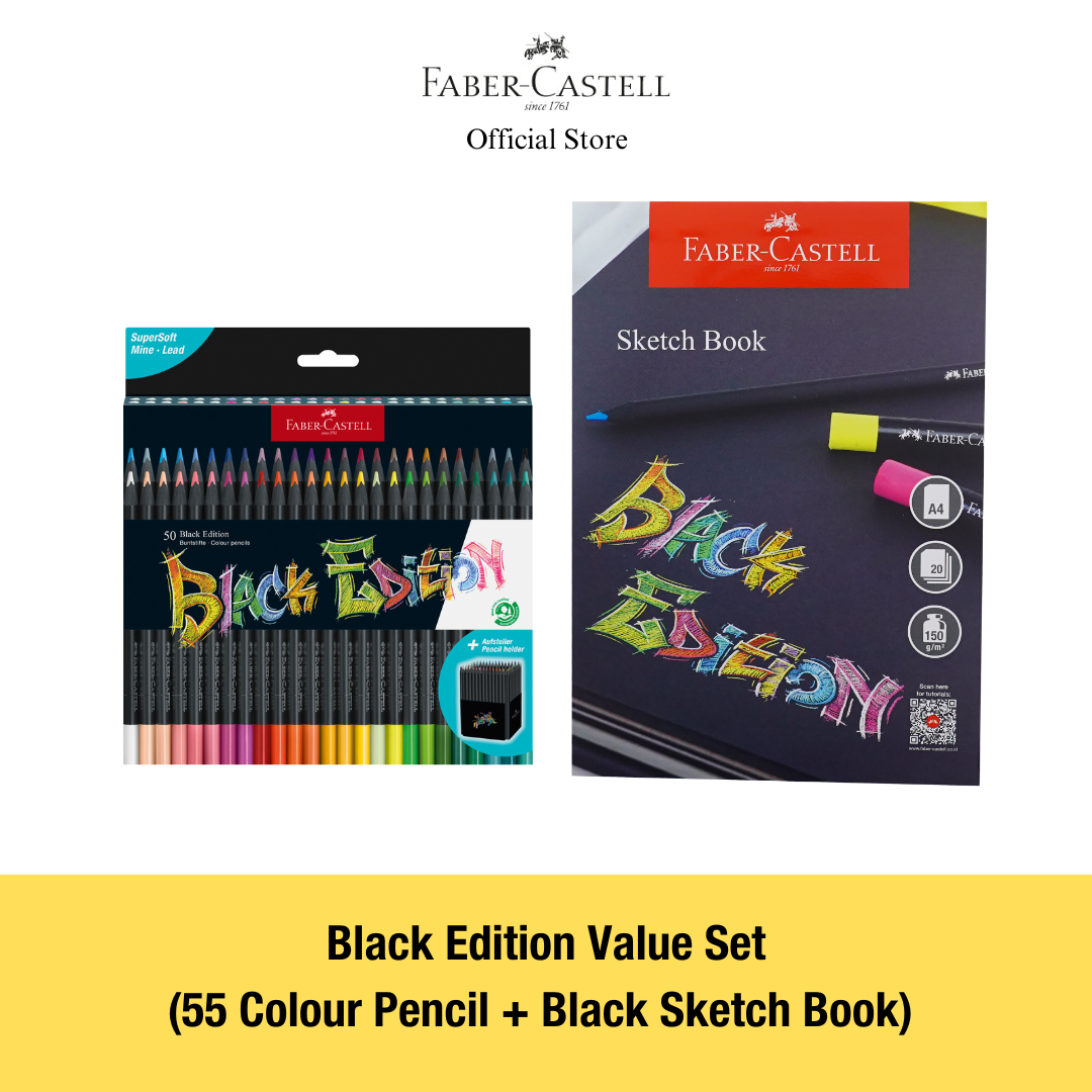 Black Edition Colour Pencils 12/24/36/50 with NEW Metallic Neon Pastel Colours