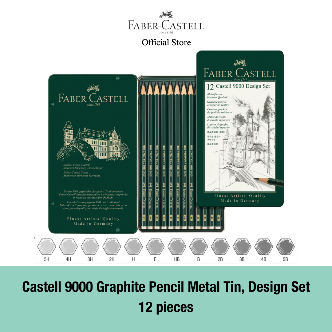 Castell 9000 Graphite Pencil Set Tin, 6/12-pieces
