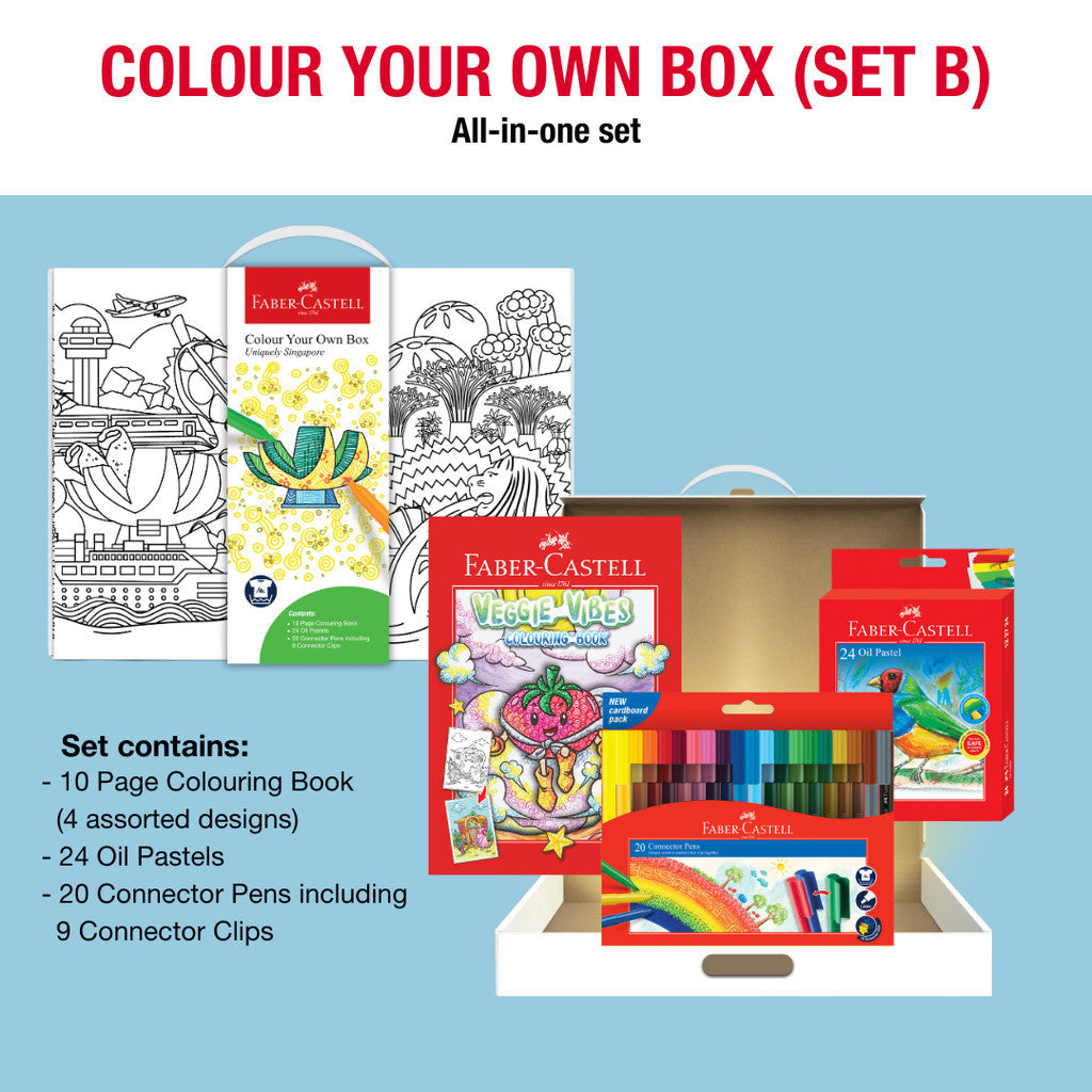 (NEW) Faber-Castell Colour Your Own Box Set - Complete Colouring Set with Singapore Design