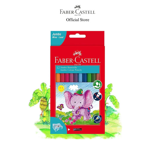 Faber-Castell Jumbo Colour Pencils with Sharpener, 12-pieces