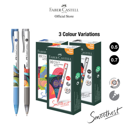 Grip X Ball Pen X5 (0.5mm) X7 (0.7mm) Box of 10 - Blue, Black, Red