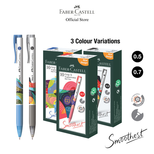 Grip X Ball Pen X5 (0.5mm) X7 (0.7mm) Box of 10 - Blue, Black, Red
