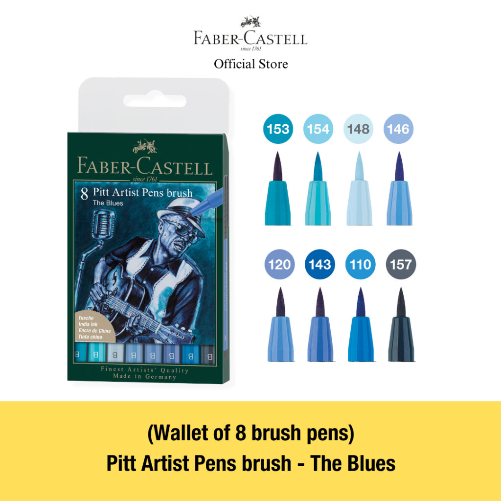 Pitt Artist Brush Pens, Assorted Colour Sets - Set of 4/6/8
