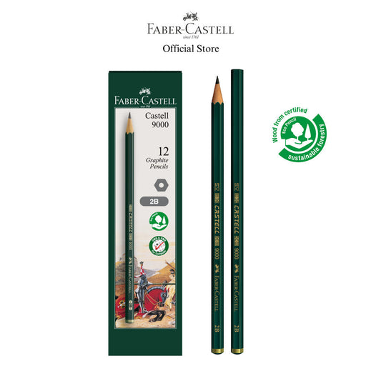 Faber-Castell - Castell 9000 Graphite Pencils Box of 12pcs