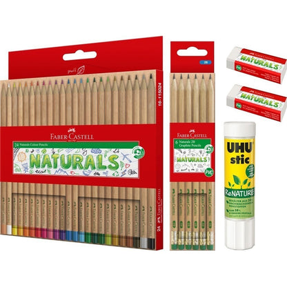 Naturals Stationery Set (Colour Pencils,Pencil,Eraser,Glue)
