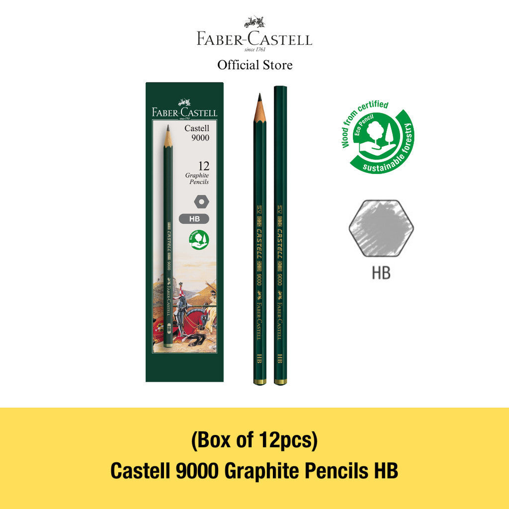 Faber-Castell - Castell 9000 Graphite Pencils Box of 12pcs