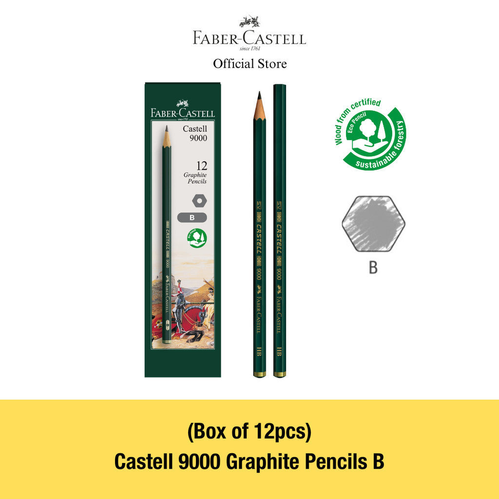 Faber-Castell - Castell 9000 Graphite Pencils Box of 12pcs