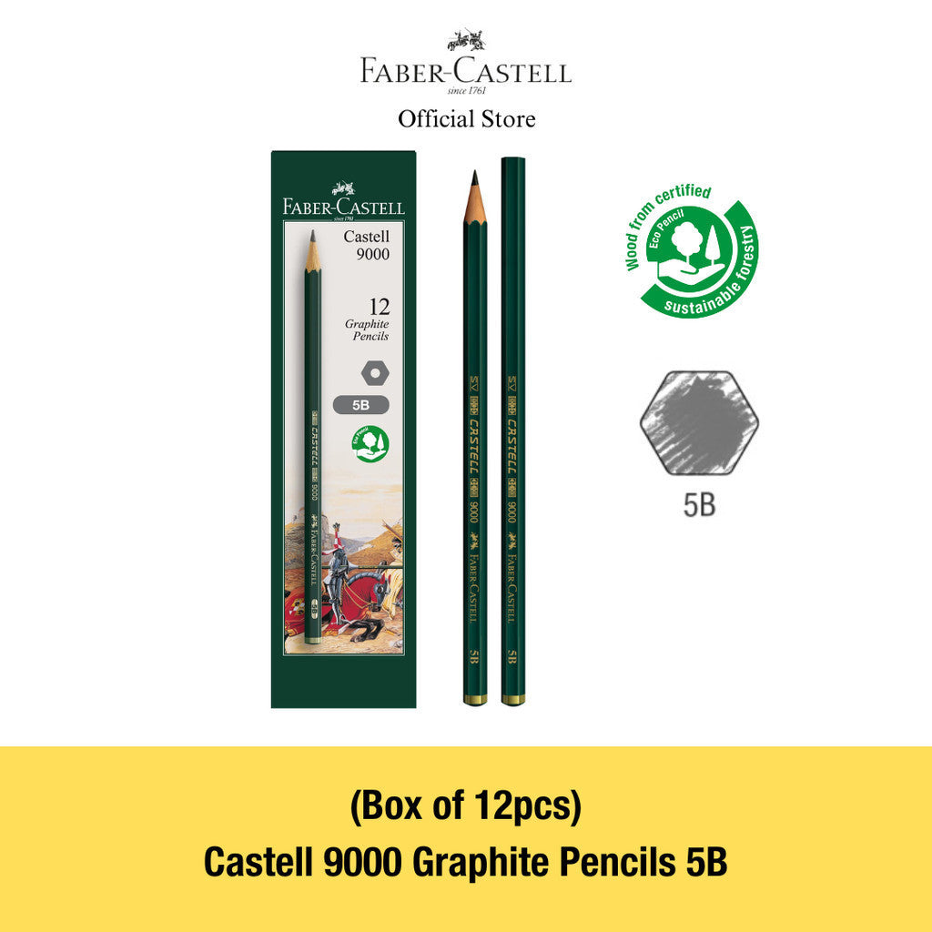Faber-Castell - Castell 9000 Graphite Pencils Box of 12pcs