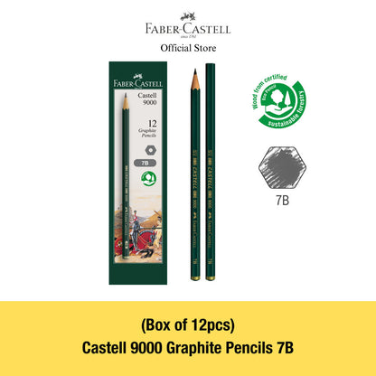 Faber-Castell - Castell 9000 Graphite Pencils Box of 12pcs