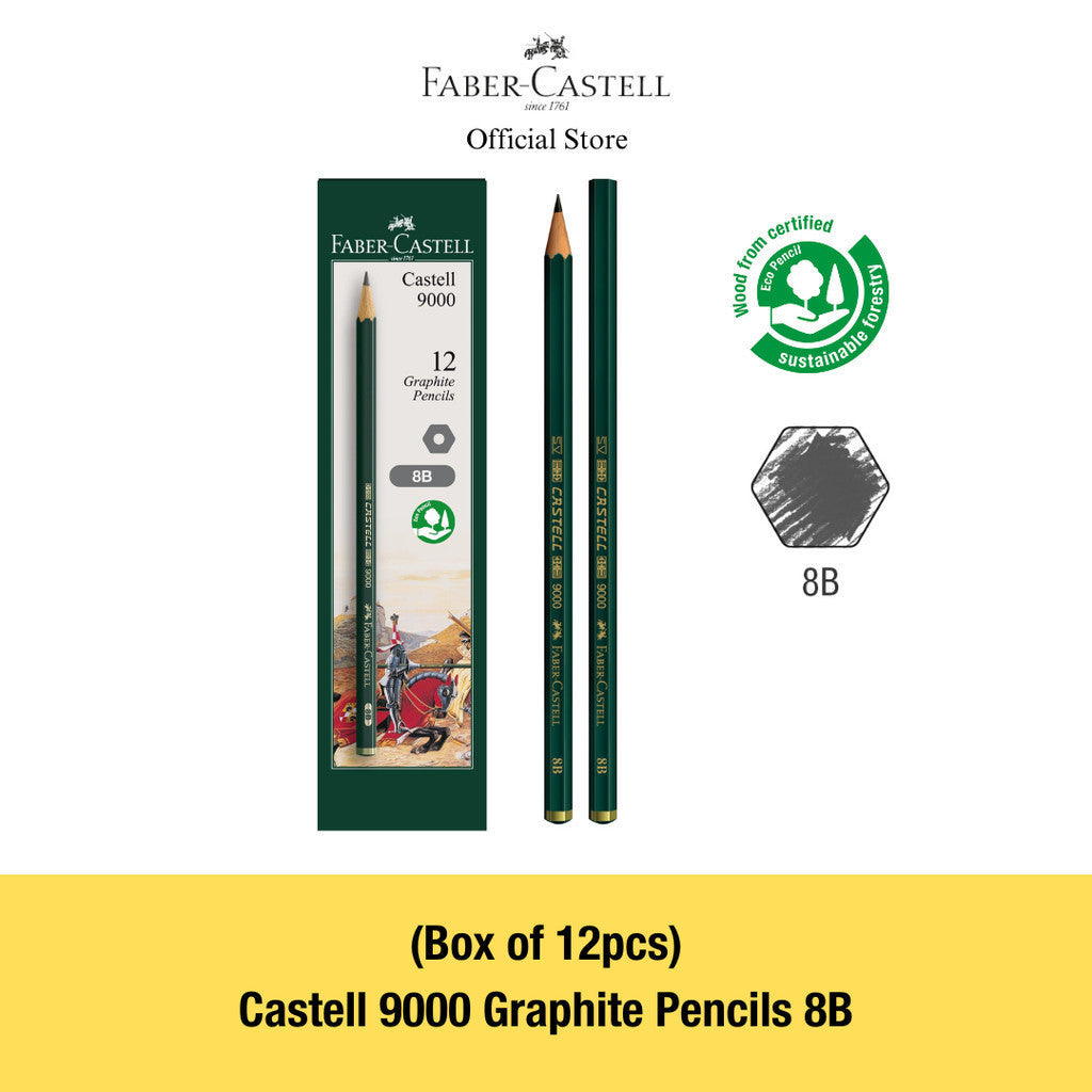 Faber-Castell - Castell 9000 Graphite Pencils Box of 12pcs