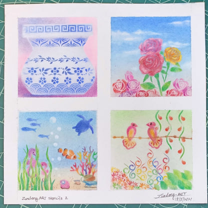 Soft Pastel Art Stencil, Assorted Designs
