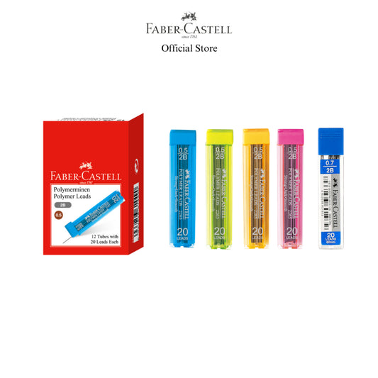 Faber-Castell 2B Super Fine Lead Tubes, 0.5/0.7mm, Box of 12 tubes