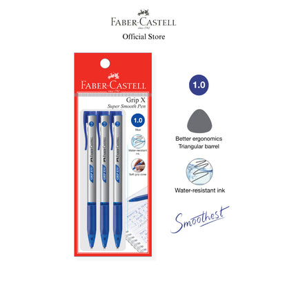 Grip X Ball Pen X5 (0.5mm) X7 (0.7mm) X10 (1.0mm) Pack of 3 - Blue, Black, Red
