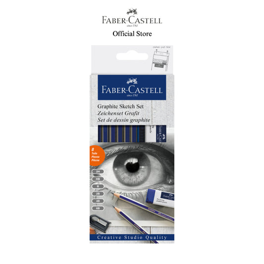 Faber-Castell Creative Studio Graphite Sketch Set with Sharpener and Eraser, 8-pieces