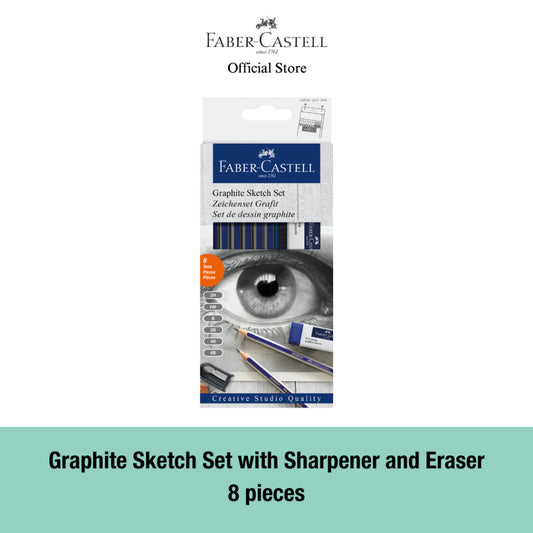 Faber-Castell Creative Studio Graphite Sketch Set with Sharpener and Eraser, 8-pieces