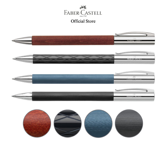 Ambition Ballpoint Pen with Gift Box, Assorted Colours-Pearwood Brown/Rhombus Black/Resin Blue/Resin Black