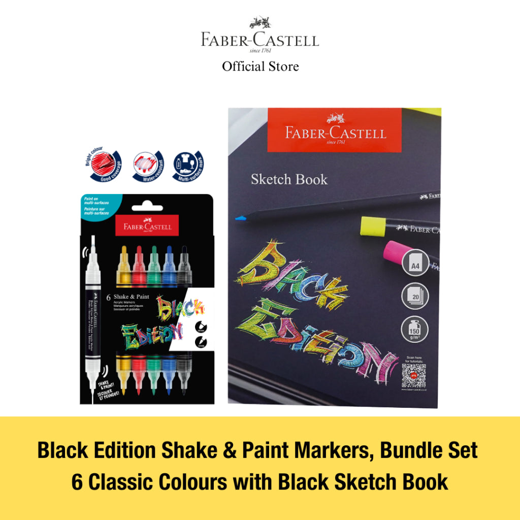 Black Edition Shake & Paint Acrylic Markers, Neon/Classic/Metallic - 4/6 Colours