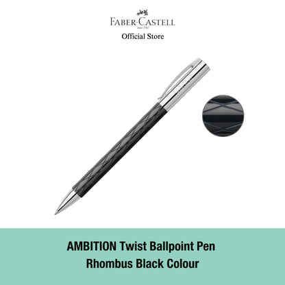 Ambition Ballpoint Pen with Gift Box, Assorted Colours-Pearwood Brown/Rhombus Black/Resin Blue/Resin Black
