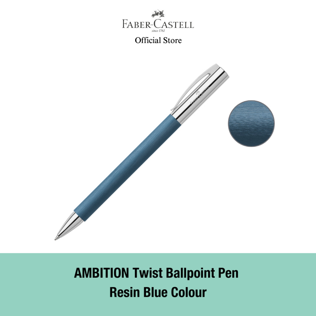 Ambition Ballpoint Pen with Gift Box, Assorted Colours-Pearwood Brown/Rhombus Black/Resin Blue/Resin Black