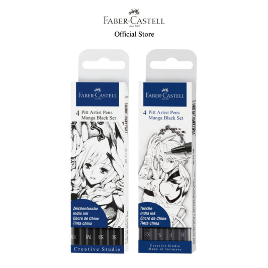 Pitt Artist Pen India Ink Pen, Mange Set, Wallet of 4