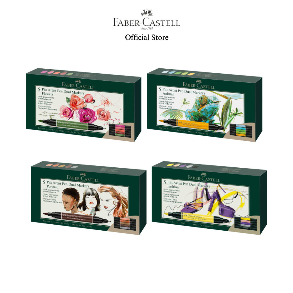Pitt Artist Pen Dual Marker India ink, Various Design - Fashion/ Flowers/ Animals/ Portarit